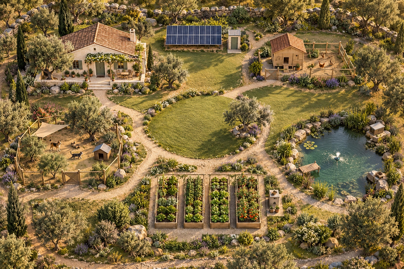 AI-generated 3D concept of an imagined ranch layout